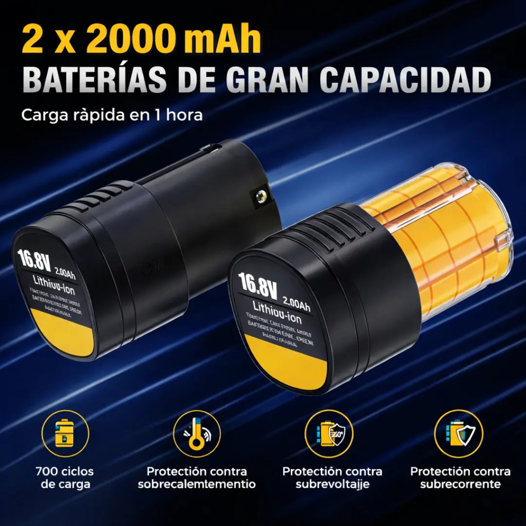 Dexalt TorquePro – Llave de Carraca Eléctrica Inalámbrica 16.8V, 45Nm de Potencia, 400RPM, Kit Completo con Baterías, Cargador y Vasos