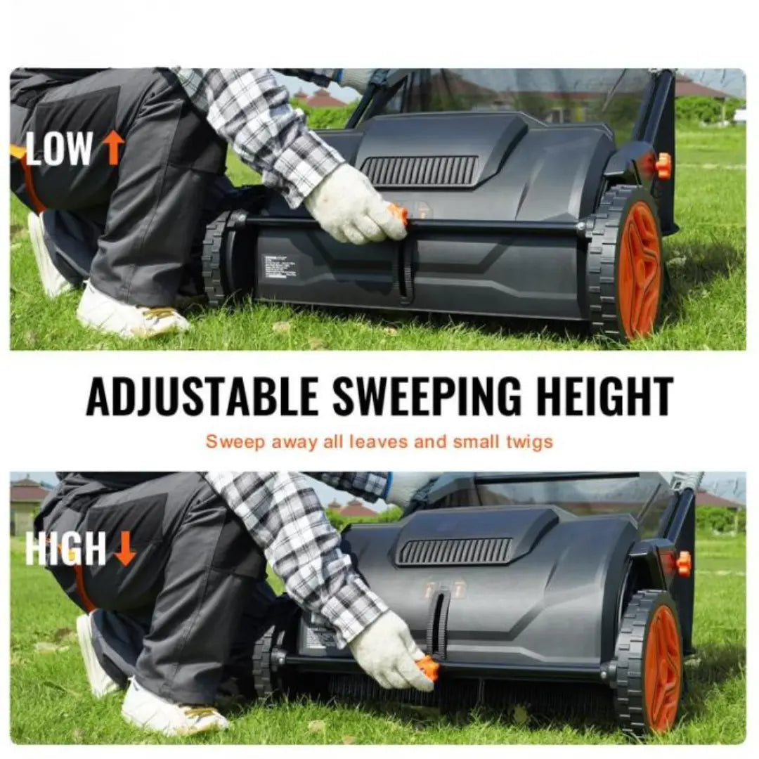 Dexalt Push Lawn Sweeper, 21-inch Leaf & Grass Collector, Strong Rubber Wheels & Heavy Duty Thickened Steel Durable To Use With Large Capacity 3.5 Cu. Ft. Mesh Collection Hopper Bag, 2 Spinning Brushes