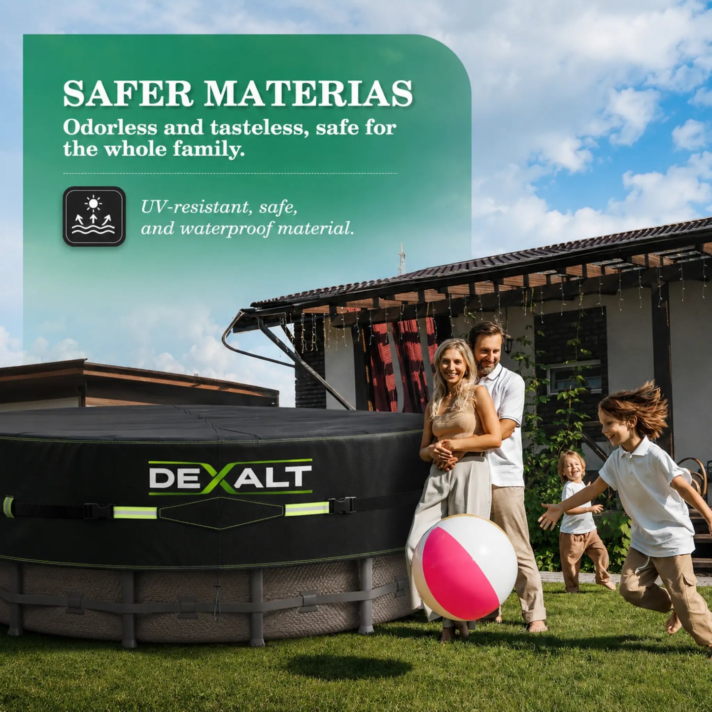 Dexalt 28/26/24/21/18/15/10/8 FT Round Pool Cover with Reflective Strips, Swimming Pool Cover for Above Ground Pools, Solar Cover Including Rope Tie and Luminous Ground Nails, PU Tarp Snug Fit for UV Protected