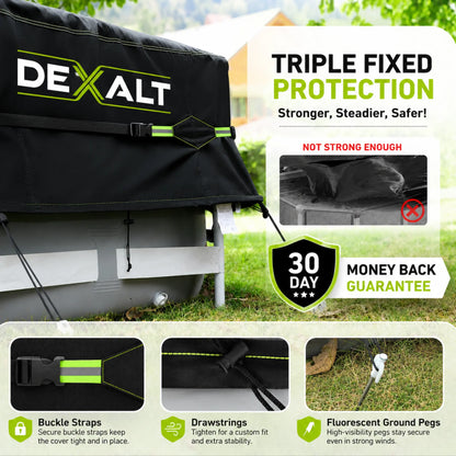 Dexalt 28/26/24/21/18/15/10/8 FT Round Pool Cover with Reflective Strips, Swimming Pool Cover for Above Ground Pools, Solar Cover Including Rope Tie and Luminous Ground Nails, PU Tarp Snug Fit for UV Protected