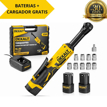 Dexalt TorquePro – Llave de Carraca Eléctrica Inalámbrica 16.8V, 45Nm de Potencia, 400RPM, Kit Completo con Baterías, Cargador y Vasos