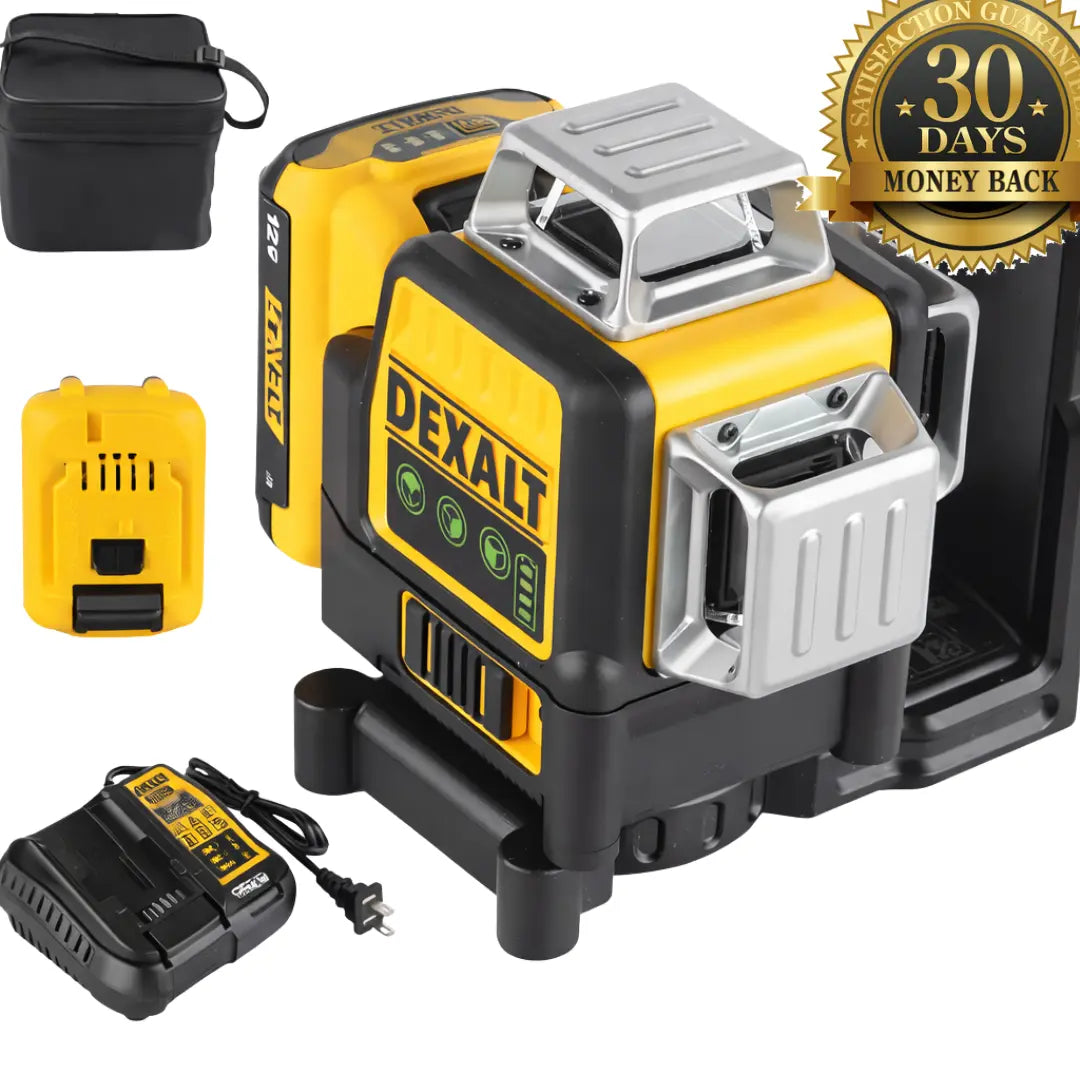 DEXALT DW089LG Green Laser Level 12 Lines 360° – 3-Plane Coverage, 12V Li-Ion Battery, High Precision for Construction and Renovation + BATTERY AND CHARGER INCLUDED