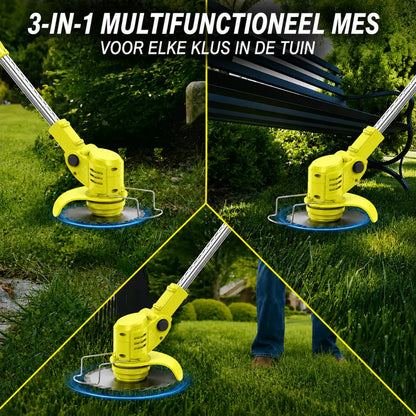 Dexalt R2 Elektrische Bosmaaier 21V – Draadloze Bosmaaier, Grastrimmer en Kantenmaaier voor Kleine tot Middelgrote Tuinen – Inclusief Gratis Accu, Oplader en Steunwiel