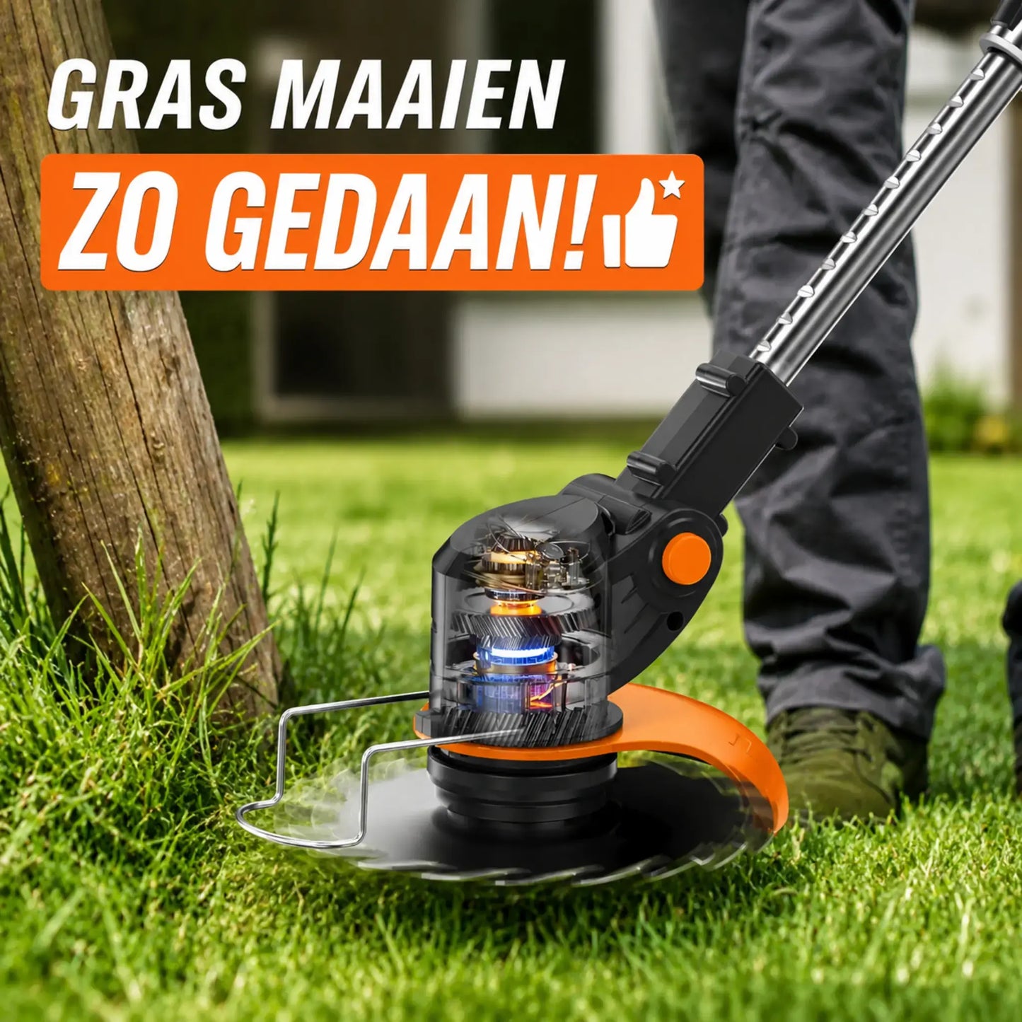 Dexalt Elektrische R2 Bosmaaier 21V met batterij en 3 soorten messen – krachtige draadloze grasmaaier voor tuin en gazon