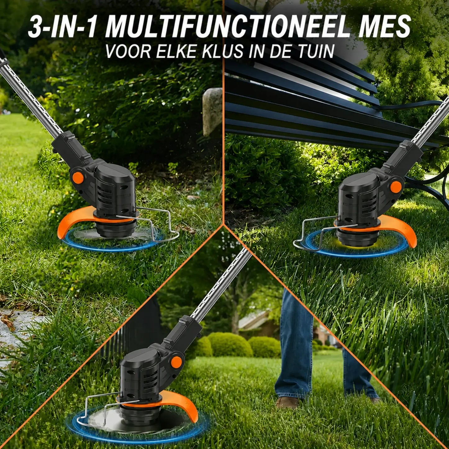Dexalt Elektrische R2 Bosmaaier 21V met batterij en 3 soorten messen – krachtige draadloze grasmaaier voor tuin en gazon
