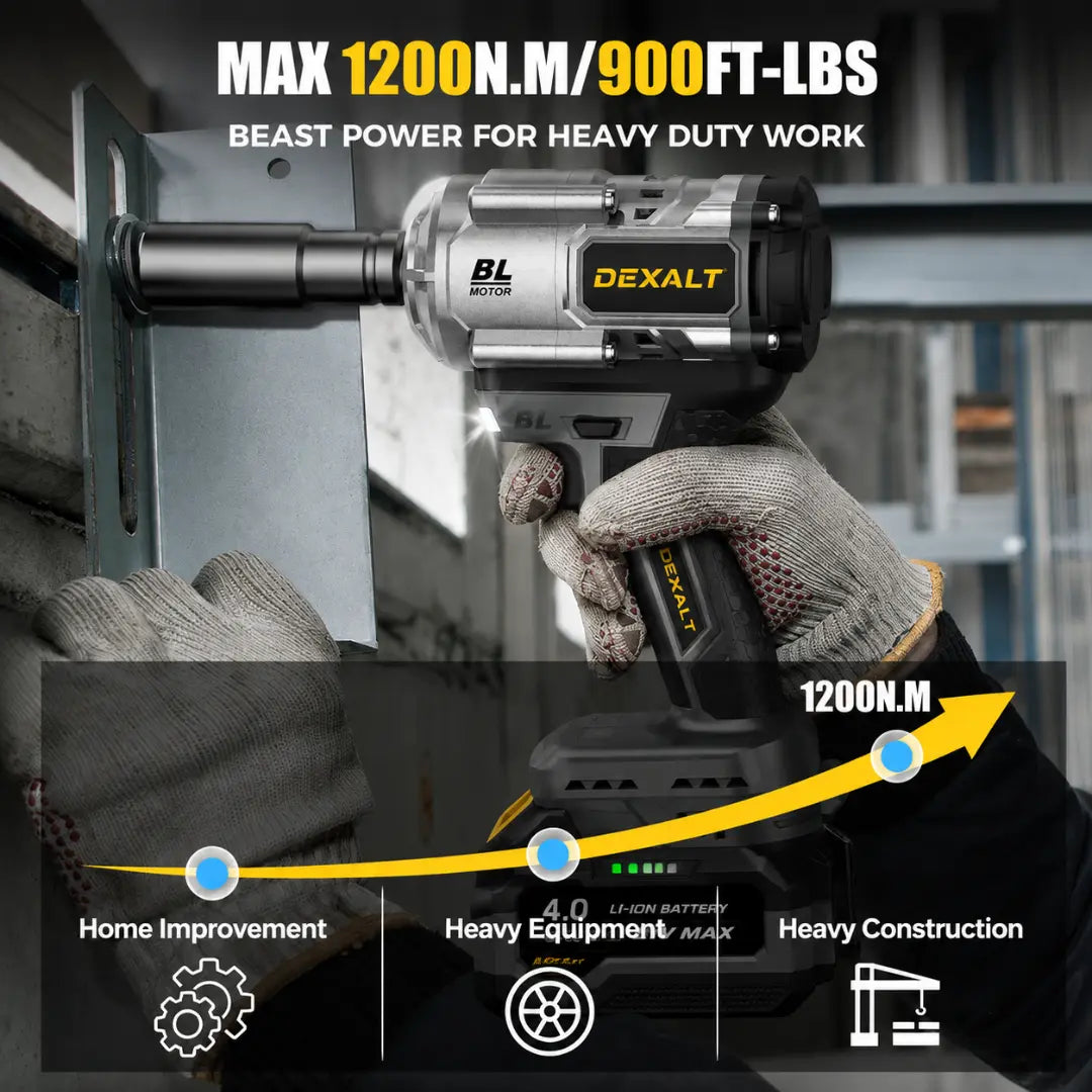 Dexalt RT550B 3-in-1 Impact Wrench & Cordless Drill & Screwdriver Brushless  High Torque Impact Gun Car Power Tools