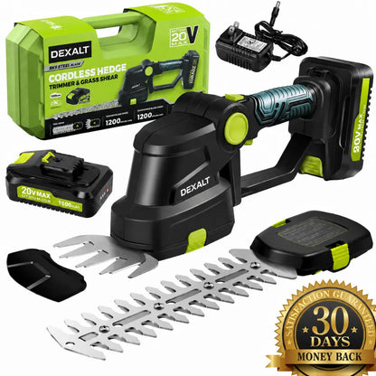 DEXALT GX3 Cordless Hedge Trimmer – Heavy Duty 2-in-1 Electric Shrub & Grass Shear + Free Battery & Charger Included