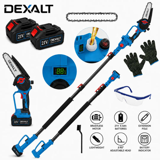 Dexalt R5 2-in-1 Cordless Pole Saw & Chainsaw (8") — Free Battery & Charger Included
