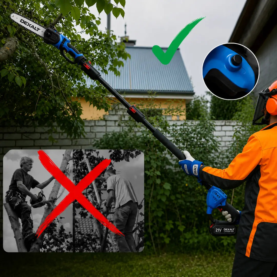 Dexalt R5 2-in-1 Cordless Pole Saw & Chainsaw (8") — Free Battery & Charger Included