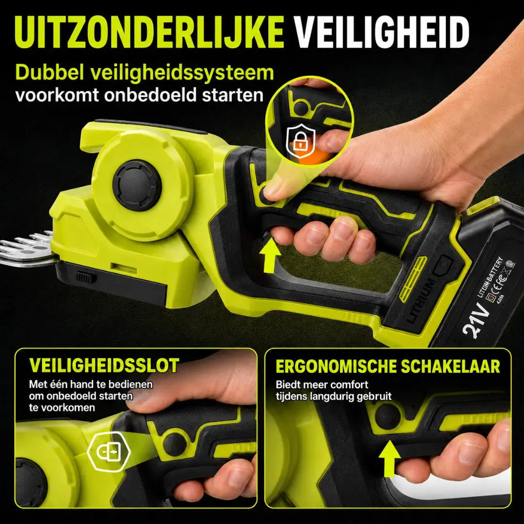 Dexalt R6 2-in-1 Draadloze Grasschaar & Heggenschaar, 21V Elektrische Handgrastrimmer & Struikschaar