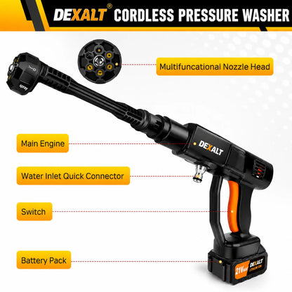 DEXALT R48 Cordless Pressure Washer with 4.0Ah Battery, Brushless Motor & 6-in-1 Nozzle