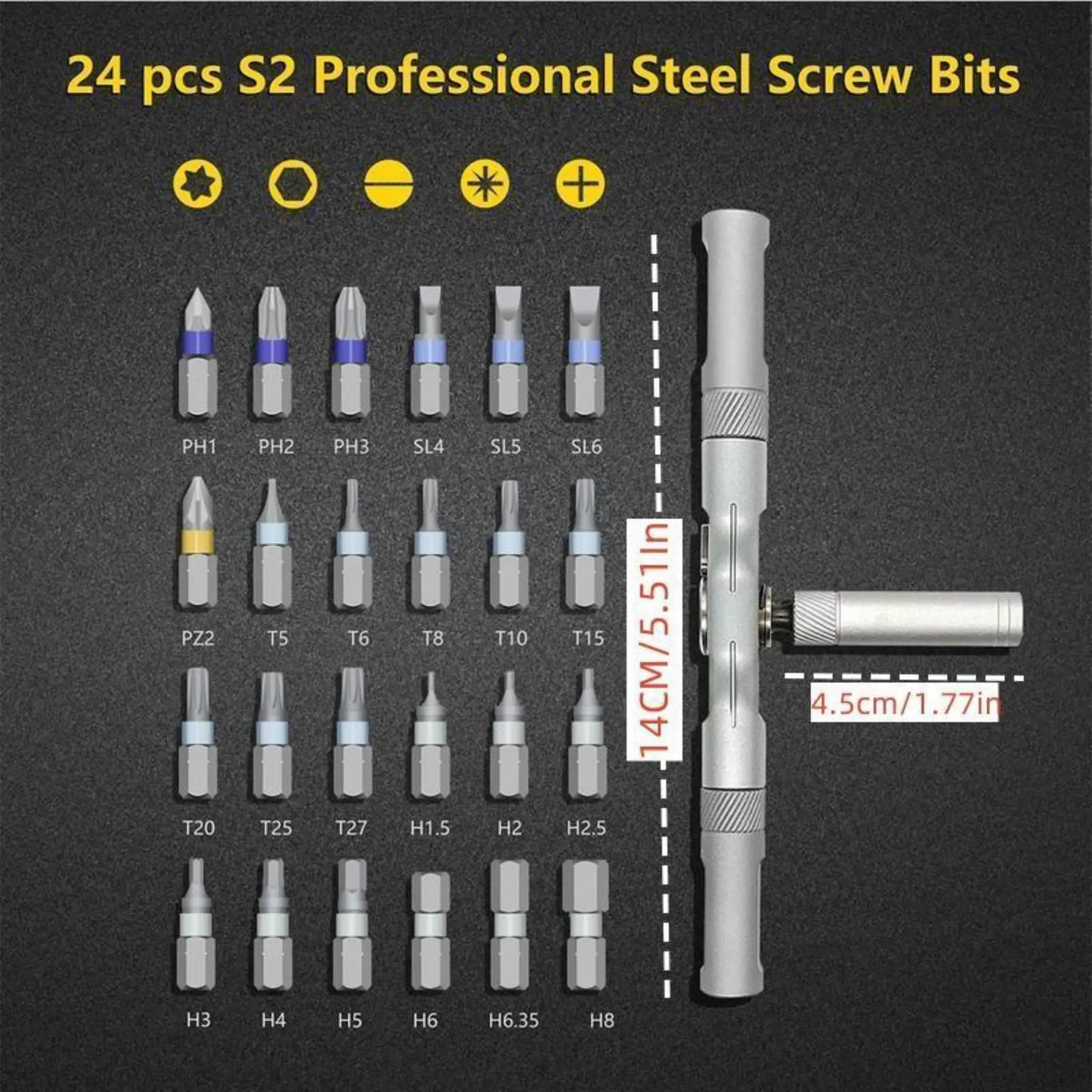 DEXALT 24-in-1 Magnetic Screwdriver Set, MultifunctionalScrewdriver Drill Bit Set