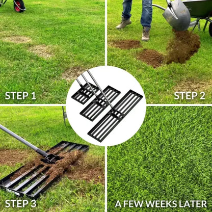DEXALT Lawn Leveling Rake, Levelawn Tool, Heavy Duty Effort Saving Lawn Level Tool, Stainless Steel Handle Lawn Leveler for Yard Garden Golf Course, Ease Level Soil Sand Dirt Surfaces