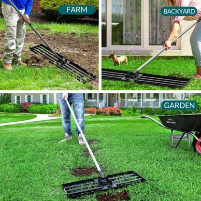 DEXALT Lawn Leveling Rake, Levelawn Tool, Heavy Duty Effort Saving Lawn Level Tool, Stainless Steel Handle Lawn Leveler for Yard Garden Golf Course, Ease Level Soil Sand Dirt Surfaces