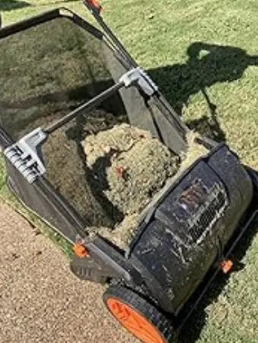 Dexalt Push Lawn Sweeper, 21-inch Leaf & Grass Collector, Strong Rubber Wheels & Heavy Duty Thickened Steel Durable To Use With Large Capacity 3.5 Cu. Ft. Mesh Collection Hopper Bag, 2 Spinning Brushes
