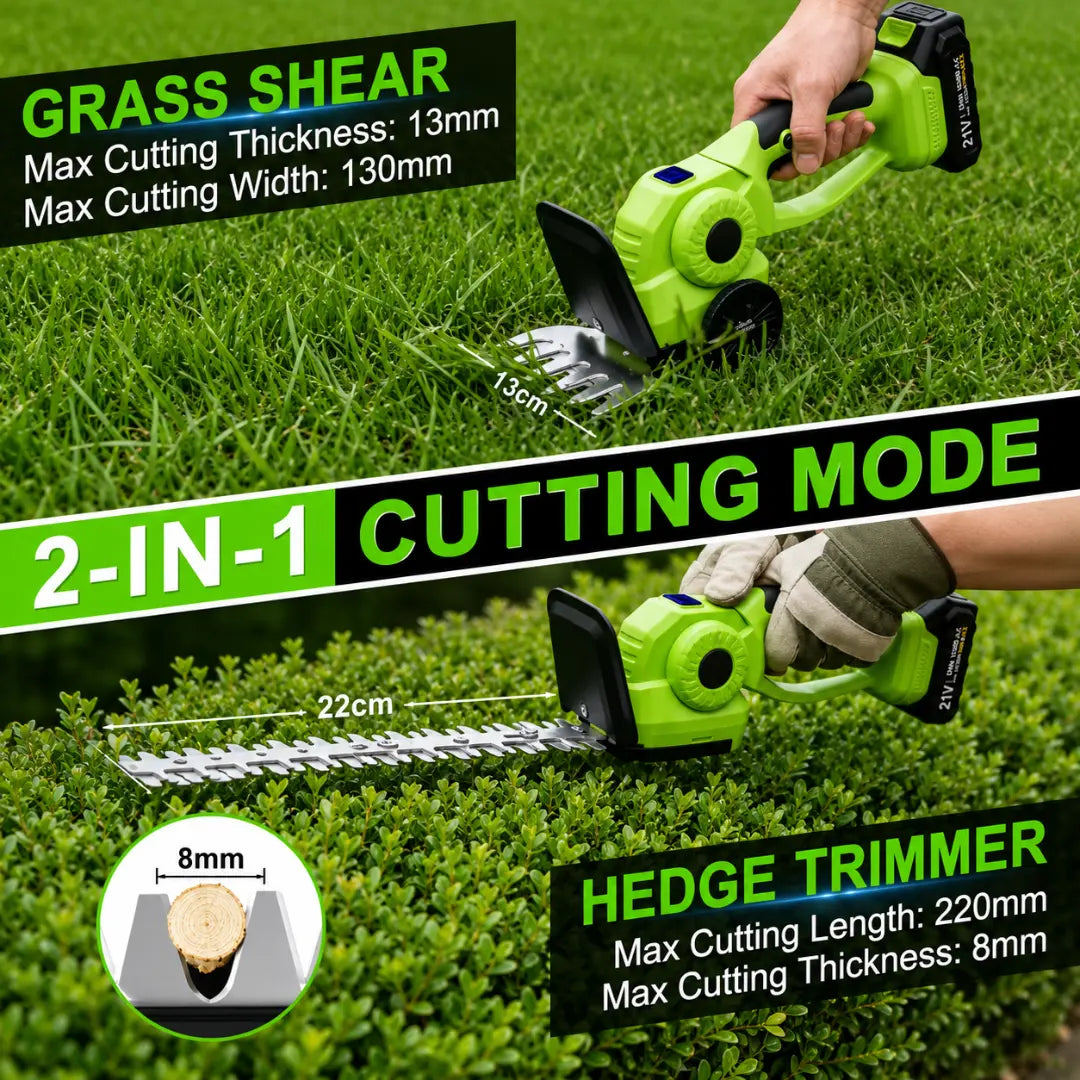 Dexalt R6 2-in-1 Cordless Grass Shears & Hedge Trimmer, 21V Electric Handheld Lawn Edger & Shrubbery Shear
