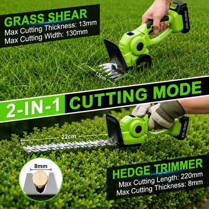 Dexalt R6 2-in-1 Cordless Grass Shears & Hedge Trimmer, 21V Electric Handheld Lawn Edger & Shrubbery Shear